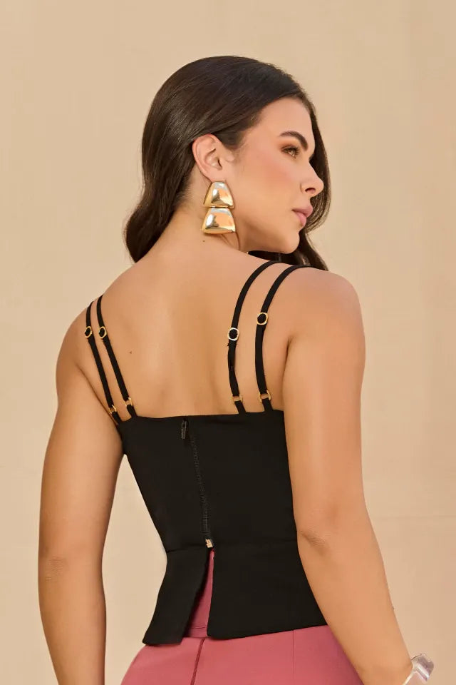 Blusa Peplum Alça Dupla