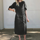 Vestido Adélie™ em Linho de Algodão com Botões Laterais e Fenda Sofisticada / Movimento e Elegância na Medida Certa!